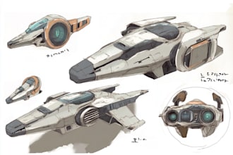 design spaceship, sci fi illustration and sci fi art