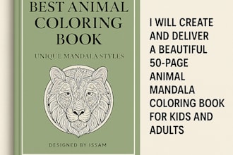 create a beautiful 50page animal mandala coloring book