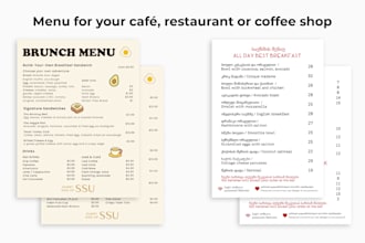 design a professional menu for café, restaurant, coffee shop