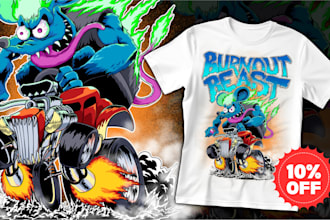 draw custom t shirt design in cartoon style illustration for your brand or merch