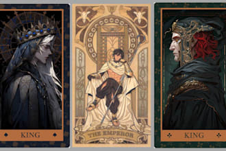 custom tarot cards, oracle card illustrations, zodiac decks, and tcg card