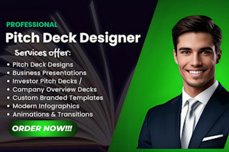 make a polished, investor ready business pitch deck and powerpoint presentation