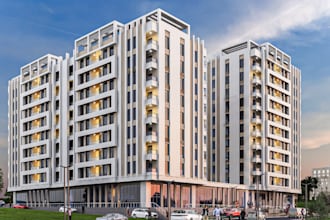 remodel commercial apartment building, elevation house plan,townhouse,cgi render