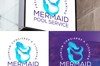 design a clean modern pool service company logo