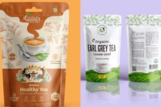 do product label design, pouch design, product label and box packaging design