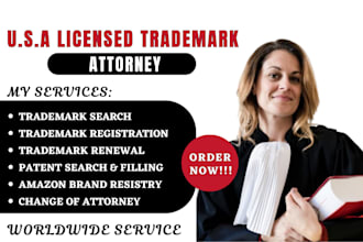 be your US licensed attorney for your trademark application, renewal and amazon
