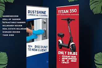 design roll up banner, retractable, billboard, signage, yard sign