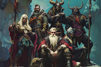 create dnd character or dnd party art illustration