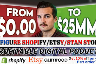 setup 80k shopify digital product store stan store etsy shop gumroad beacons ai