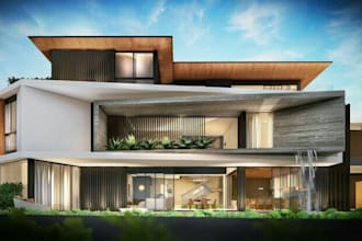 do australian house exterior facade 3d modeling, rendering 3d architectural