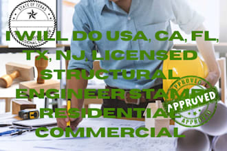 usa, ca, fl, tx, nj, licensed structural engineer stamp residential commercial