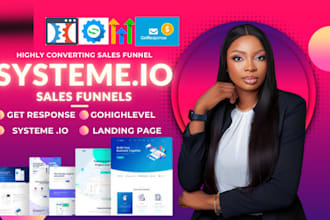build landing page in systeme io, getresponse gohighlevel website, sales funnels