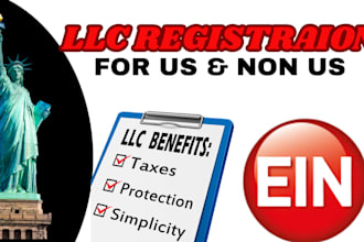 register US llc registration open llc create llc ein and US bank for non US