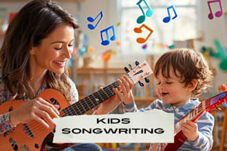compose and write english kids songs, sing rhymes  for childrens music
