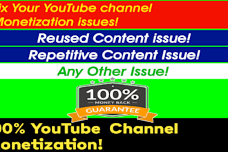 fix youtube monetization issues, reused content issue, adsense problem