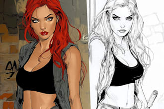 draw sexy girl pin up sketch, sfw or nsfw art in anime