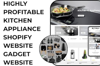 design highly profitable kitchen appliance shopify store, kitchen gadget website