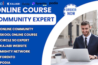 create online course content on skool, kajabi, forento, podia, and circle so