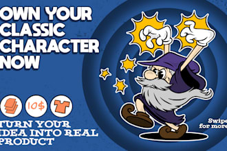 draw fun and original vintage retro cartoon based on your ideas