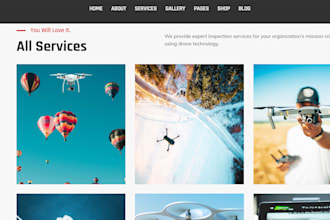 create videography, drone, photography website, using pixieset website or wp
