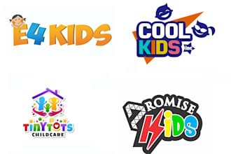 do modern children, kids, day care custom logo or graphics design