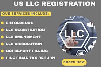 form, dissolve, amend US llc, get ein, file dba, boi report fast
