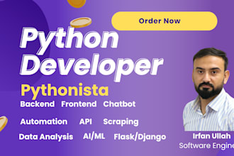 be your python developer for ai, ml, data science, scraping, flask django tasks