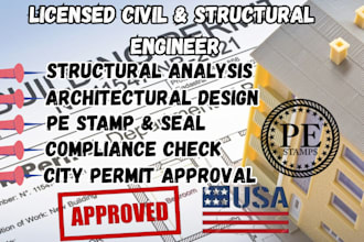 review and stamp as a licensed civil and structural engineer for ca, fl