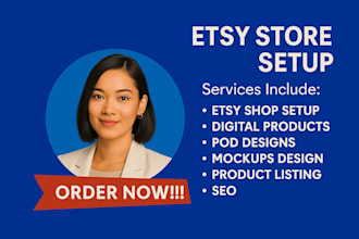 setup etsy shop with SEO digital products and pod integration