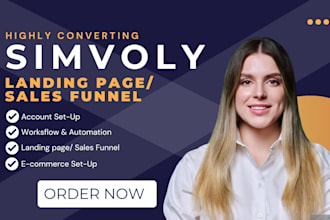 simvoly sales funnel website and gohighlevel automation ghl worksflow set up