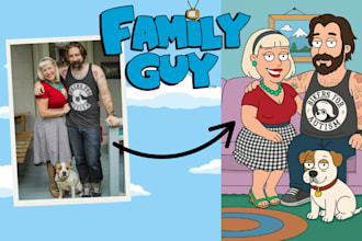 draw you in a family guy style drawn in the style of popular adult cartoons