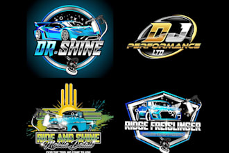 design modern auto detailing, car wash, garage and automotive logo
