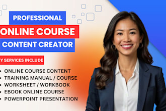 create ebook online course creation, workbook anki, training course content, ppt