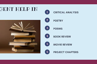 write critical analysis, english, literature tasks, art, and poem analysis,