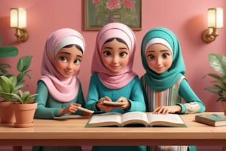 draw islamic designs and muslim kids book illustrations and book cover