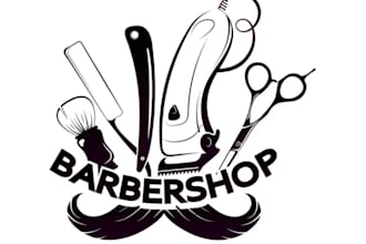 design attractive barber, shaving and haircut logo