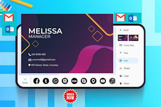 design beautiful businesss cards, email signatures  for gmail, outlook, qr codes
