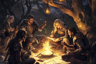 draw the best dnd party art illustration