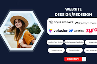 design website  landing page on squarespace webflow zyro wix ecommerce volusion