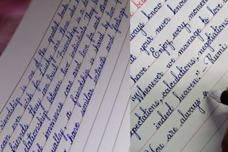 write your notes, birthday cards ,letters with my neat cursive handwriting