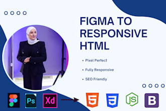 convert figma design to responsive HTML, CSS, and js website