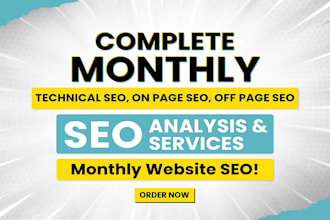 provide monthly SEO service on page, off page and technical