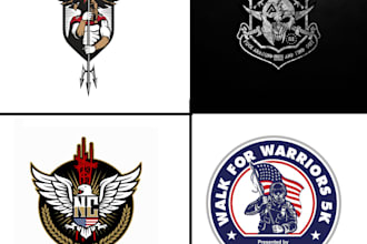 design custom patches, badges, stickers, military, army, stamps, and skull logo