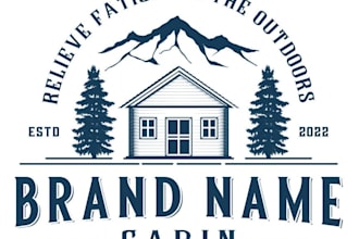 design colorful cabin, lodge, cottage logo