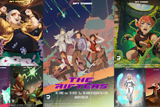 draw anime style illustrations, manga manhwa book cover, creatives