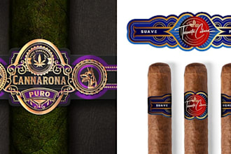 make modern cigar label, cigar logo, cigar band and cigar box design