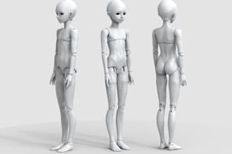 sculpt 3d bjd model articulated 3d doll 3d flexi model, 3d toy doll model