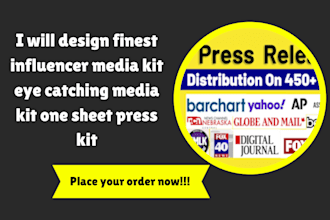 design stunning influencer media kits, one sheets, and press kits
