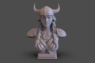 deliver stl for printing,viking headbust,medievial bust model,digital sculpting