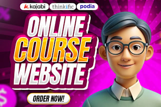 do online course website, kajabi website, sales page, thinkific website, podia